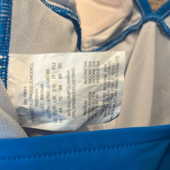 New Swim Solutions Women's Tummy-Control Plunge Mio One-Piece Swimsuit Blue 14 - Picture 10 of 10